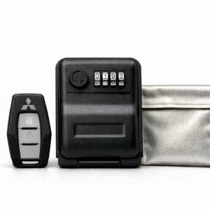 CAR KEY LOCK BOX – WINDOW MOUNTED + RFID POUCH